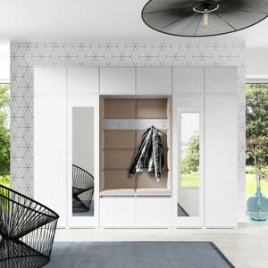 Eka Předsíňová stěna s čalouněnými panely Trinity 17 - Bílá / Béžová 2304