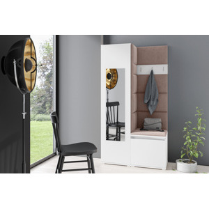 Eka Předsíňová stěna s čalouněnými panely Trinity 13 - Bílá / Tmavá béžová 2305