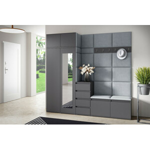 Eka Předsíňová stěna s čalouněnými panely Trinity 33 - Grafit / Šedá 2314