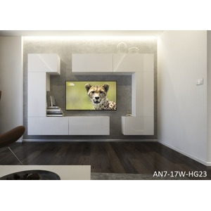 Ral Obývací stěna NELA 4, 256 cm - Bílý lesk