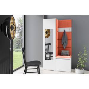 Eka Předsíňová stěna s čalouněnými panely Trinity 13 - Bílá / Oranžová 2317