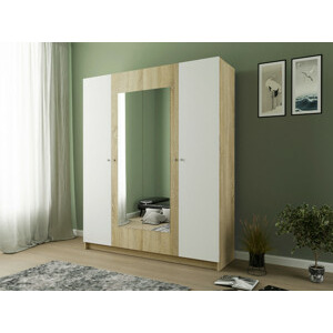 ARK Šatní skříň AMY, Dub Sonoma/Bílá 160 cm