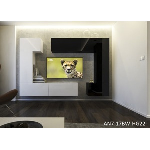 Ral Obývací stěna NELA 2, 256 cm - Černo/bílý lesk