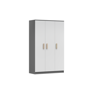 IDZ Šatní skříň SMYK II 3D 19, 120 cm Bílá + Grafit / Barevné úchytky Barva: Dub