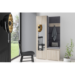 Eka Předsíňová stěna s čalouněnými panely Trinity 13 - Sonoma / Černá 2316