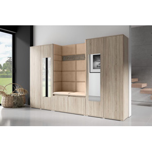 Eka Předsíňová stěna s čalouněnými panely Trinity 10 - Sonoma / Béžová 2304