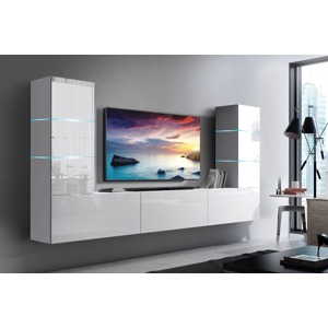 Ral Obývací stěna TEXAS 1, 249 cm - Bílý lesk