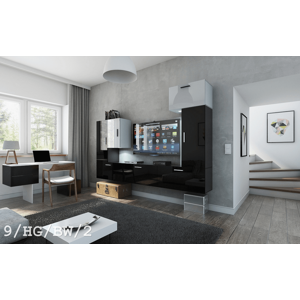Ral Obývací stěna Galaxy 2 - Černo-bílý lesk