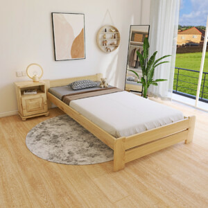 Maxi Postel z masivu Evropa 140 x 200 cm - barva Borovice + matrace SUPERFLEX ROŠT ZDARMA