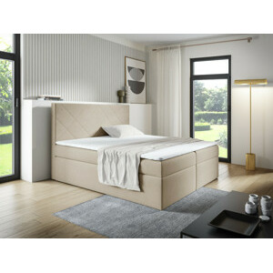 Eka Kontinentální čalouněná postel SARAH - Trinity (200x200 cm) Barva látky Trinity: (2302) Krémová