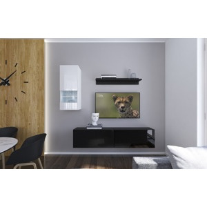 Ral Obývací stěna COLORADO 2, 193 cm - Bílo/černý lesk