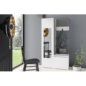 Eka Předsíňová stěna s čalouněnými panely Trinity 13 - Bílá / Tmavá šedá 2315