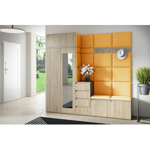 Eka Předsíňová stěna s čalouněnými panely Trinity 33 - Sonoma / Hořčicová 2326