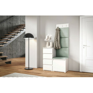 Eka Předsíňová stěna s čalouněnými panely Trinity 36 - Bílá / Světlá zelená 2321