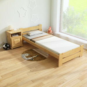 Maxi Postel z masivu Union 90 x 200 cm - barva Borovice + matrace Medical ROŠT ZDARMA