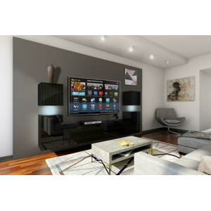 Ral Obývací stěna DALLAS 240 cm - Černý lesk