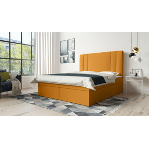 Eka Kontinentální čalouněná postel Kanary - Riviera Žlutá (160x200 cm)