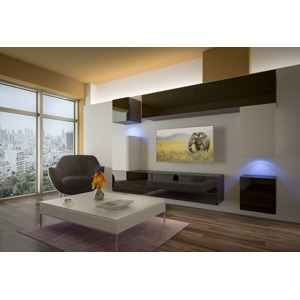 Ral Obývací stěna LILA 6, 256 cm - Černo/bílý lesk