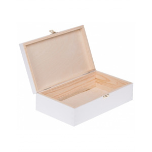 FK Dřevěná krabička se sponou - 28x16x8 cm, Bílá