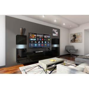 Ral Obývací stěna DUBLIN, 240 cm - Černý lesk