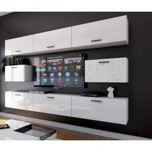 Ral Obývací stěna MIAMI 6, 249 cm- Bílý lesk