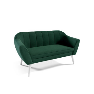 Eka Pohovka dvoumístná VOJO, 150 cm Látka Velutto: Velutto 10 - Zelená, Výběr nohou: Bílé
