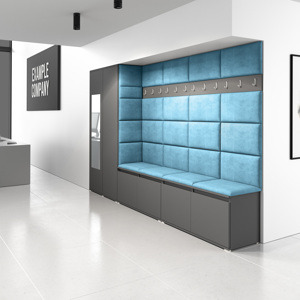 Eka Předsíňová stěna s čalouněnými panely Trinity 9 - Grafit / Azurová 2313