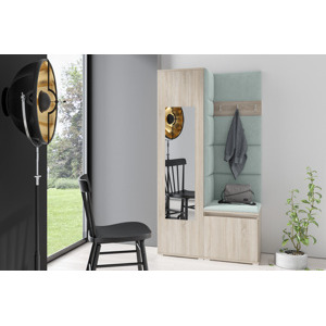 Eka Předsíňová stěna s čalouněnými panely Trinity 13 - Sonoma / Světlá zelená 2321