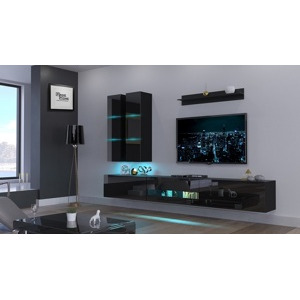 Ral Obývací stěna LISA 273 cm- Černý lesk