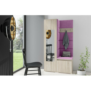 Eka Předsíňová stěna s čalouněnými panely Trinity 13 - Sonoma / Fialová 2311
