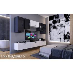 Ral Obývací stěna Peru 5 - Bílo/černý lesk