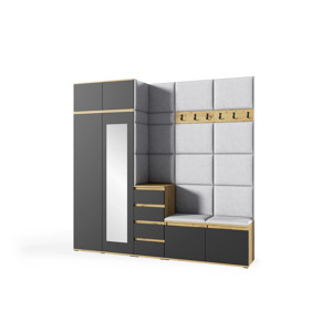 Eka Předsíňová stěna s čalouněnými panely Trinity 33 - Dub Artisan s černou / Okrová 2325