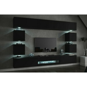 Ral Obývací stěna MINSK 1, 257 cm - Černý lesk