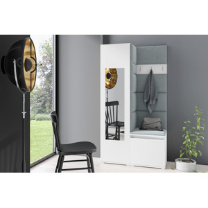 Eka Předsíňová stěna s čalouněnými panely Trinity 13 - Bílá / Šedá 2314