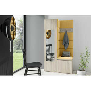 Eka Předsíňová stěna s čalouněnými panely Trinity 13 - Sonoma / Žlutá 2318