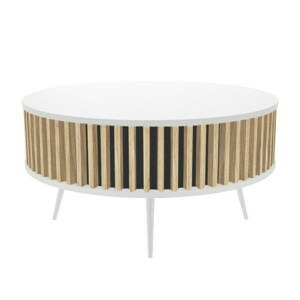 TPS Konferenční stolek RONDA s lamely - Bílá / Dub