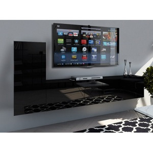 Ral Obývací stěna PHOENIX 4, 219 cm - Černý lesk