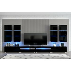 Ral Obývací stěna MOLY 364 cm - Černý lesk