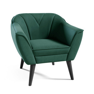 Eka Křeslo LOVA Látka Velutto: Velutto 10 - Zelená, Výběr nohou: Černé