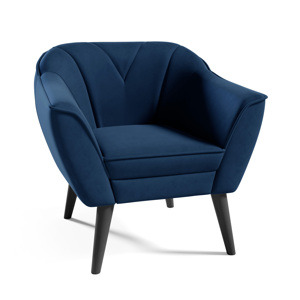 Eka Křeslo LOVA Látka Velutto: Velutto 25 - Námořnická modř, Výběr nohou: Černé