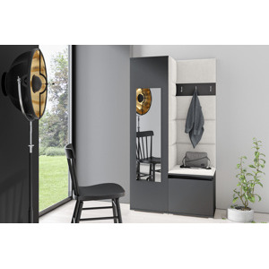 Eka Předsíňová stěna s čalouněnými panely Trinity 13 - Grafit / Krémová bílá 2301