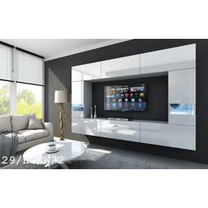 Ral Obývací stěna ŠANGHAJ 3, 273 cm - Bílý lesk