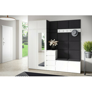 Eka Předsíňová stěna s čalouněnými panely Trinity 33 - Bílá / Černá 2316