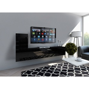 Ral Obývací stěna PHOENIX 3, 203 cm - Černý lesk