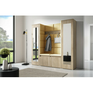 Eka Předsíňová stěna s čalouněnými panely Trinity 31 - Sonoma / Žlutá 2318