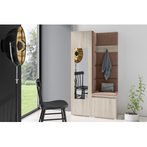 Eka Předsíňová stěna s čalouněnými panely Trinity 13 - Sonoma / Hnědá 2307