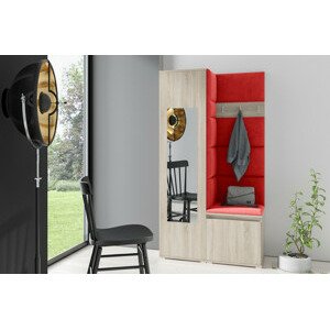 Eka Předsíňová stěna s čalouněnými panely Trinity 13 - Sonoma / Červená 2309