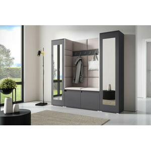 Eka Předsíňová stěna s čalouněnými panely Trinity 31 - Grafit / Krémová bílá 2301