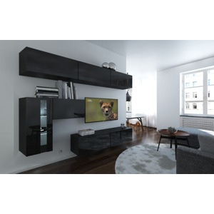 Ral Obývací stěna ELA 2, 249 cm - Černý lesk