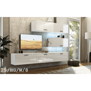 Ral Obývací stěna VENUS 1, 249 cm - Bílý lesk